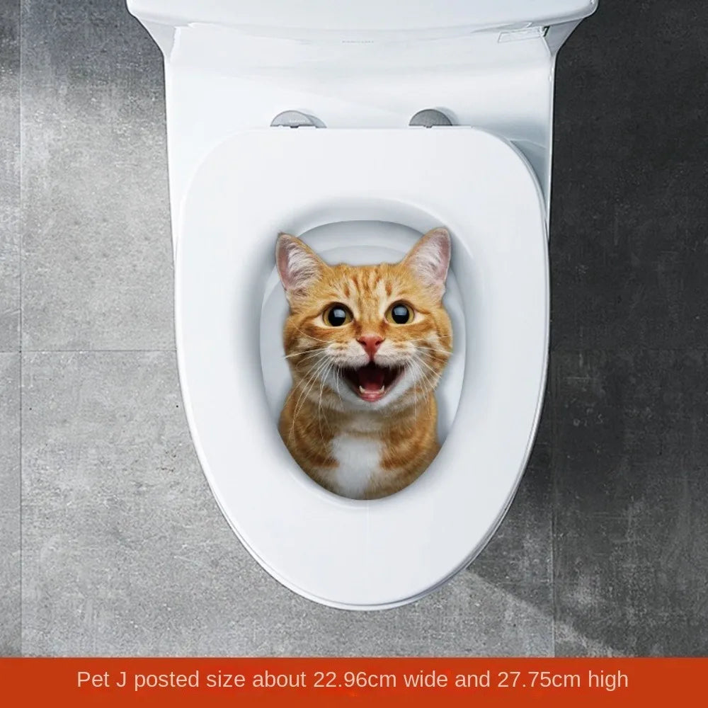 stickers decoratifs toilette animaux 3d realistes blanc gris beige opaques diverse options variante