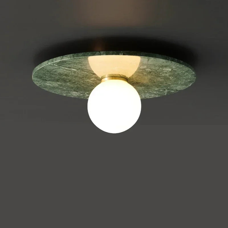 plafonnier moderne marbre blanc vert doré lampe salon chambre décoration intérieur