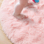 tapis rond peluche rose clair moderne salon chambre extérieur 120cm 140cm 160cm
