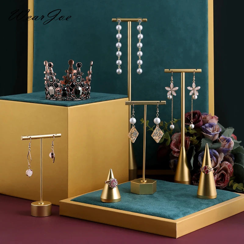 présentoir bijoux doré rangement boucles d'oreilles classique élégant support écrous fixations métal