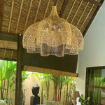 lampe suspendue rotin bois naturel rustique moderne salon cuisine lumière chaude