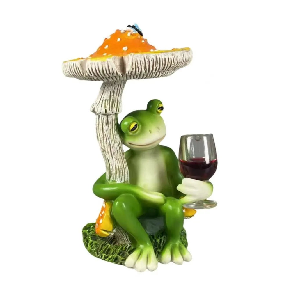 décoration intérieure sculpture grenouille verre vin champignon rouge orange marron fantaisiste résine