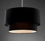 lampe suspendue moderne toile lin beige noir minimaliste intérieur salon chambre principal hall