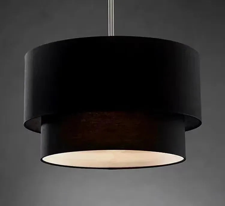 lampe suspendue moderne toile lin beige noir minimaliste intérieur salon chambre principal hall