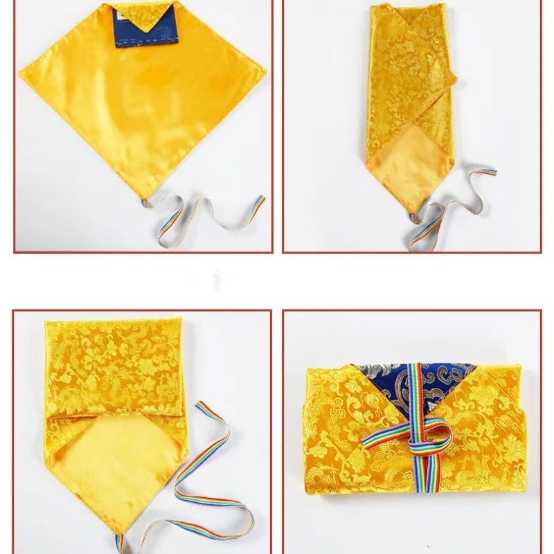 écharpe élégante brocart floral doré rouge bleu jaune classique respectueux environnement pliable multifonctionnelle