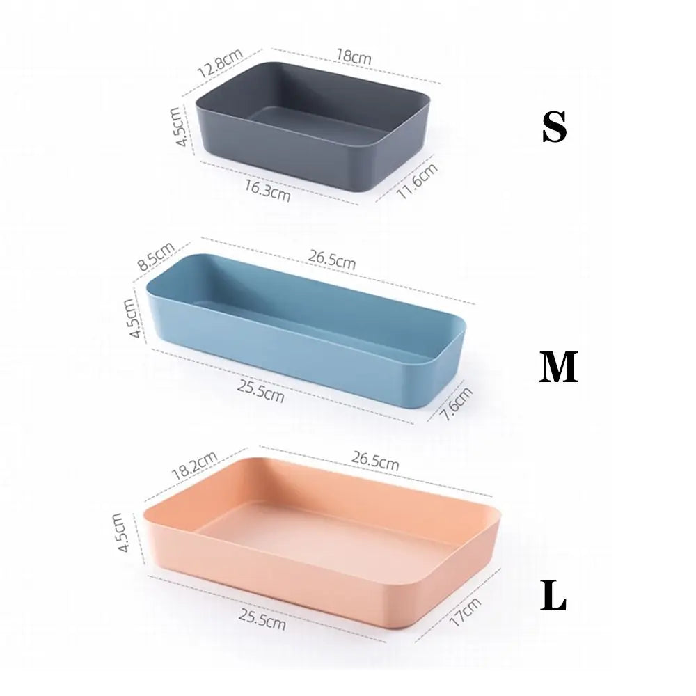 boîtes rangement empilables plastique gris bleu rose blanc modernes minimalistes maison