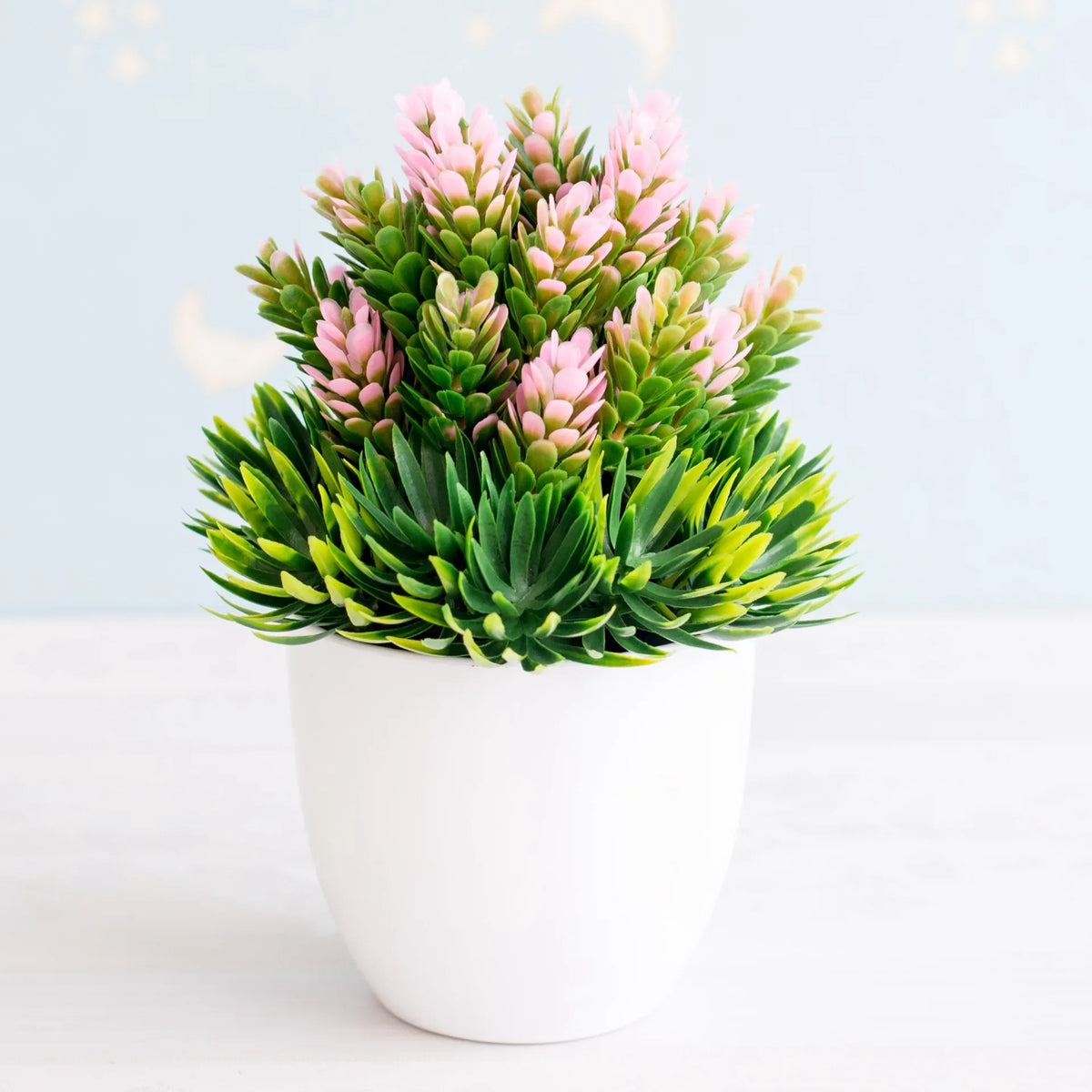 plante bonsaï artificielle fleurs roses violettes pot blanc décoration intérieur maison jardin appartement