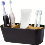 organisateur vanity bois blanc noir rangement brosses électriques tubes dentifrice minimaliste moderne