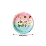 assiettes jetables rose bleu doré happy birthday confettis dorés serviettes verres festifs anniversaire mariage