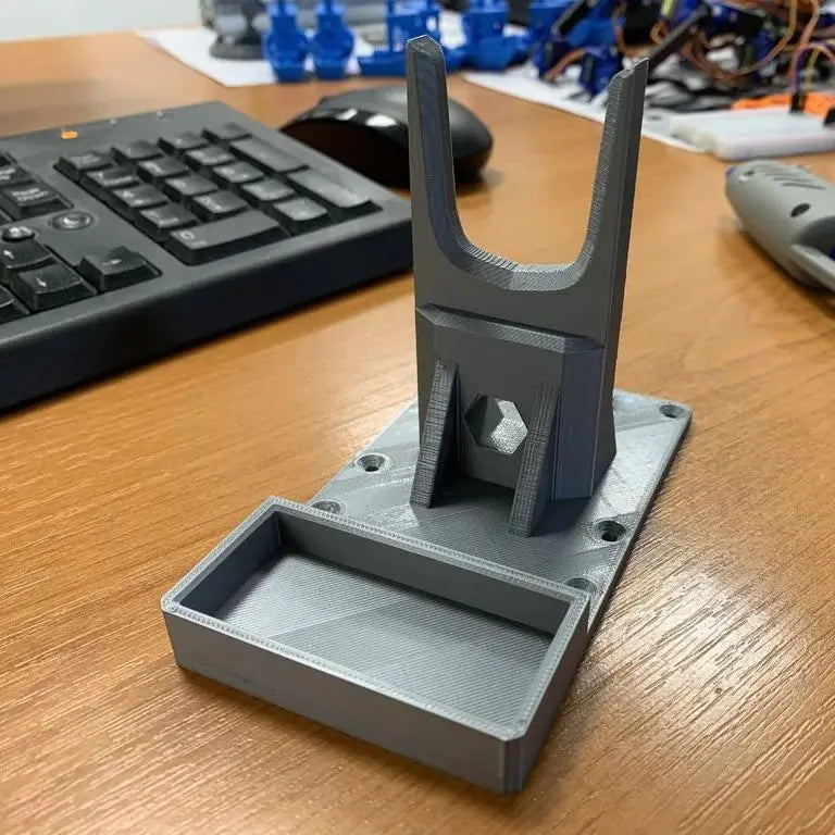 support pistolet colle chaud récupérateur colle impression 3d texturé gris bleu utilitaire maison atelier
