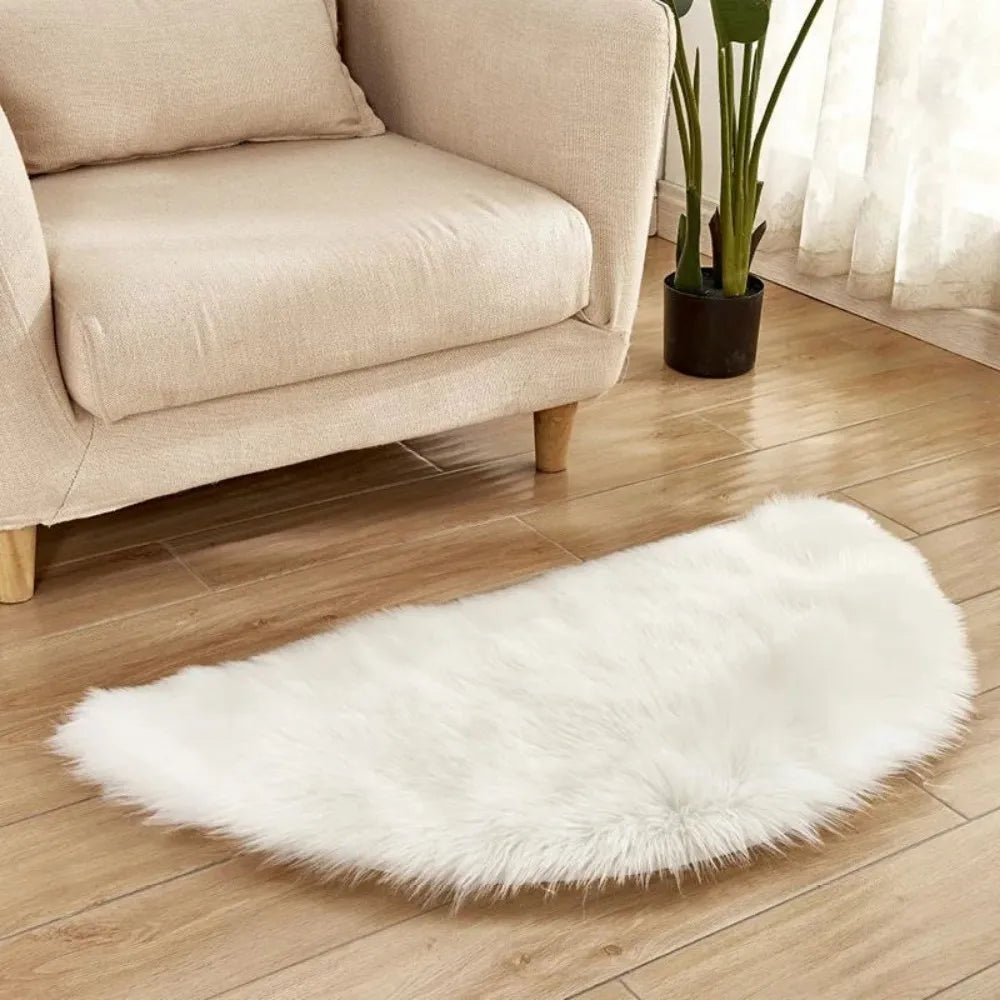 tapis blanc moderne fourrure polyester antidérapant bleu rouge marron noir