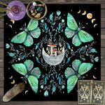 tapis décoratif phénix papillons cristaux astrologie noir rose blanc vert bleu doré moderne fantastique