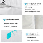protège oreiller imperméable blanc motif gouttes d'eau zipper latéral moderne respectueux environnement maison