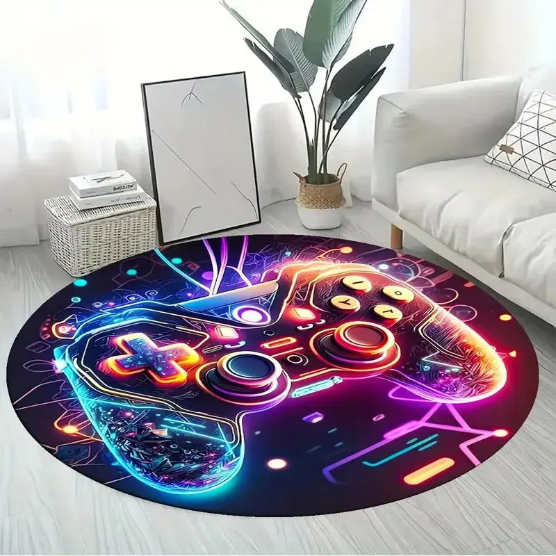 tapis rond gamer manette couleur vive moderne antidérapant polyestère extérieur intérieur chambre
