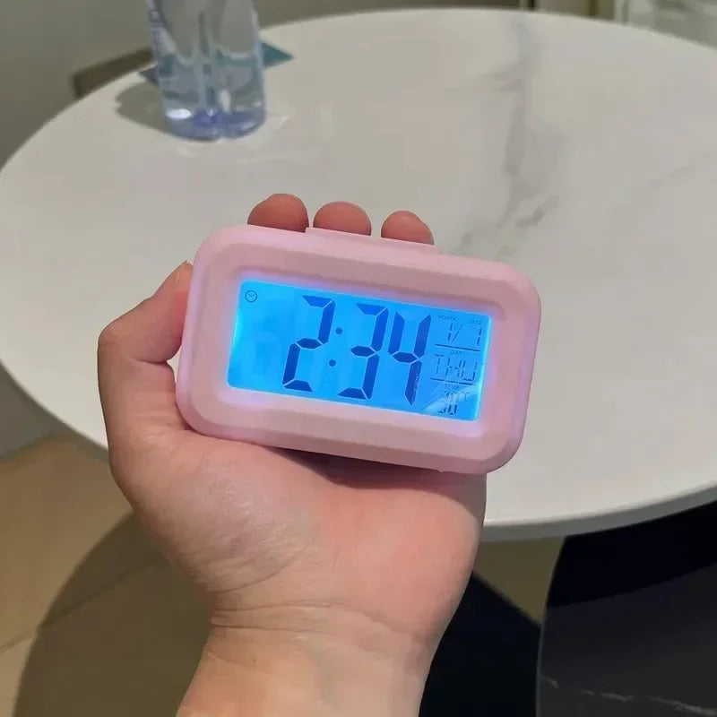 réveil digital horloge table led moderne calendrier alarme multifonction blanc vert bleu rose