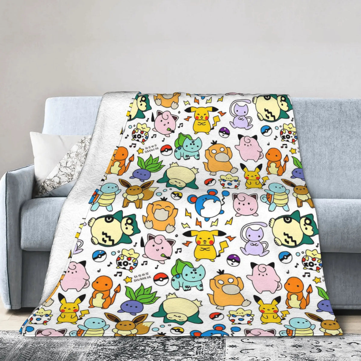 couverture polaire enfant motif pokemon animaux mignons chaude douce canapé lit chambre maison voyage