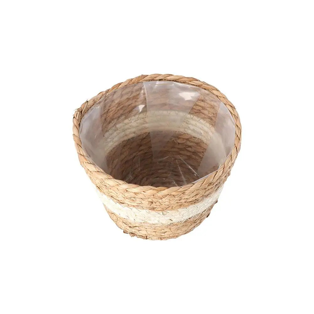 panier tissé motif géométrique rustique intérieur extérieur plantation plante décoration naturelle