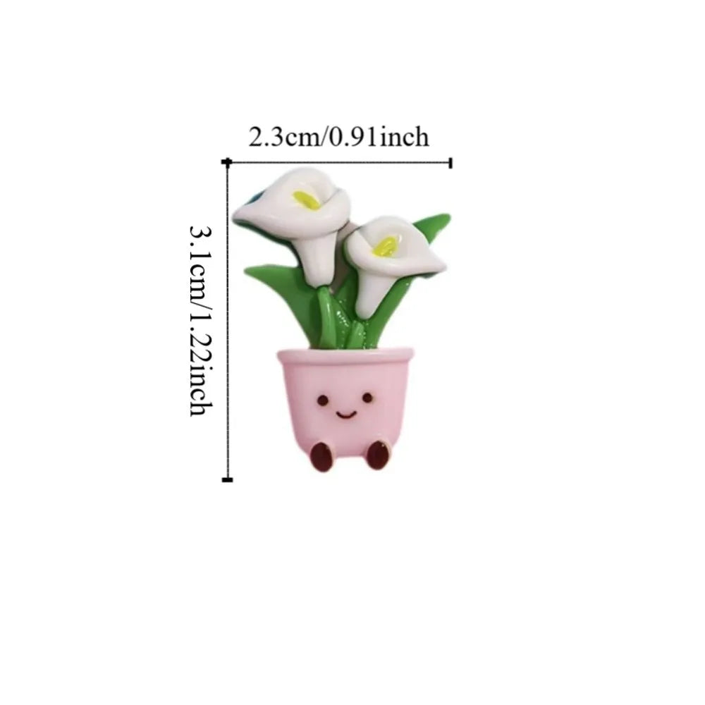 stickers kawaii plantes fleurs pots décoratifs réfrigérateur variés motifs souriants