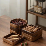 assiettes bois marron clair grain naturel moderne sans jointure multifonctionnel durable servir thé collation