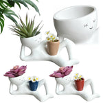 pots fleurs décoratifs résine visage souriant moderne succulente aloe vera blanche rouge beige