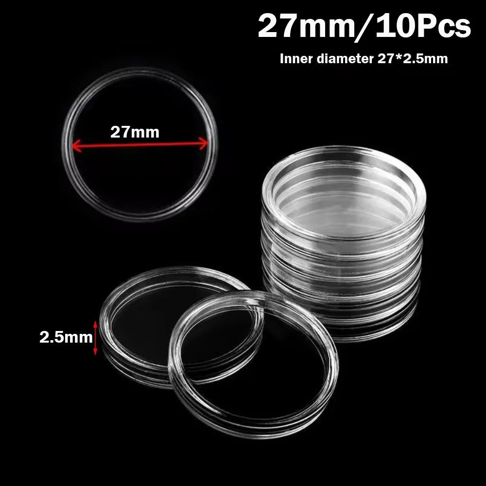 boîtes rangement pièces transparentes rondes modernes 20mm 25mm 27mm 30mm 35mm 40mm 45mm 50mm