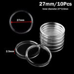 boîtes rangement pièces transparentes rondes modernes 20mm 25mm 27mm 30mm 35mm 40mm 45mm 50mm