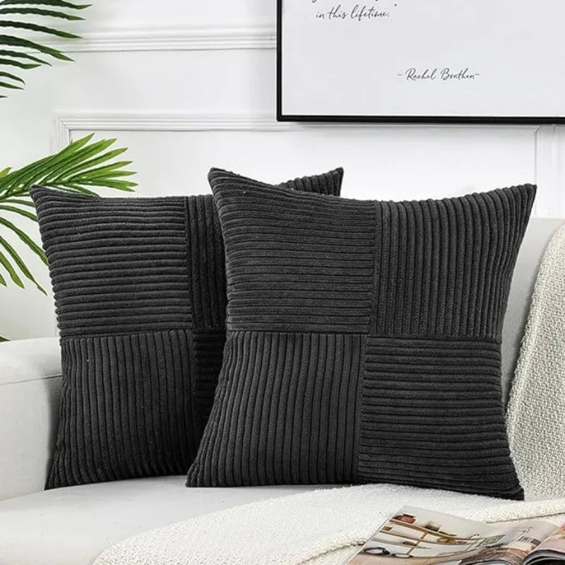 housses coussin polyester rayées modernes non toxiques opaques couleur beige marronclair blancvertmarine chambre
