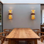 lampe murale tressée bois beige rustique éclairage quotidien led moderne fixée mur