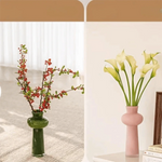 vase transparent moderne vert rose noir fleurs artificielles grande taille