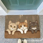 tapis sol entrée moderne motif chat endormi antidérapant décoration maison salon gris orange