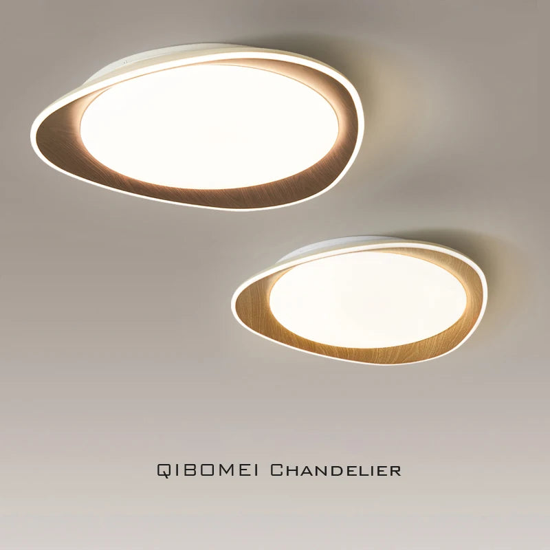 plafonnier led bois moderne blanc texture naturelle éclairage chambre salon autonomie tactile