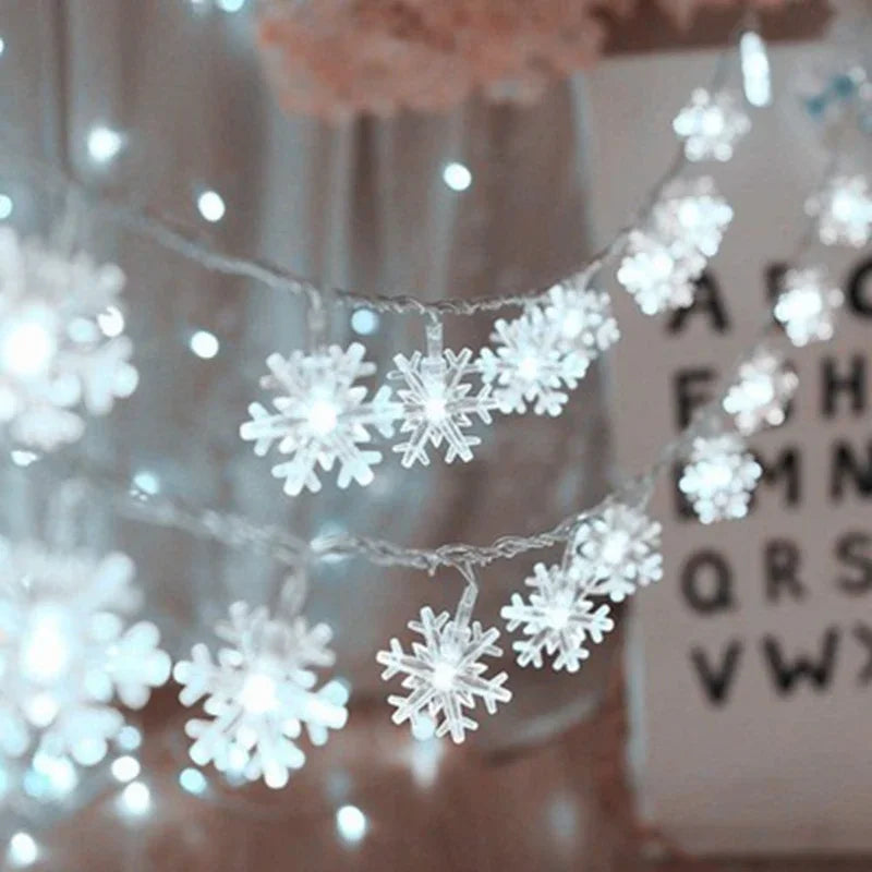 guirlande lumineuse flocons neige blancs decoration noel clips leds chambre vacances