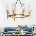 chandelier led verre transparent moderne or noir salon chambre villa