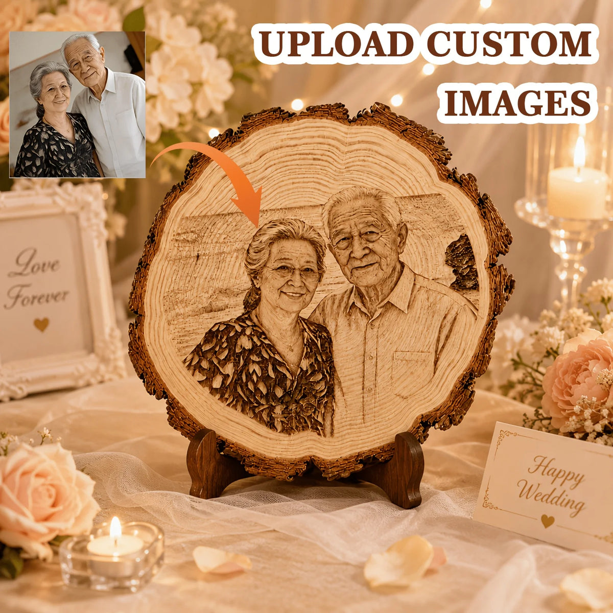 décoration photo plaque bois gravure couple cadeau anniversaire mariage fête mèrespaque bois artisanal opaque