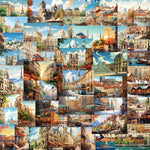 puzzle multicolore paysages urbains adhésif waterproof cartes postales inclusion graffitis bagages portable européen
