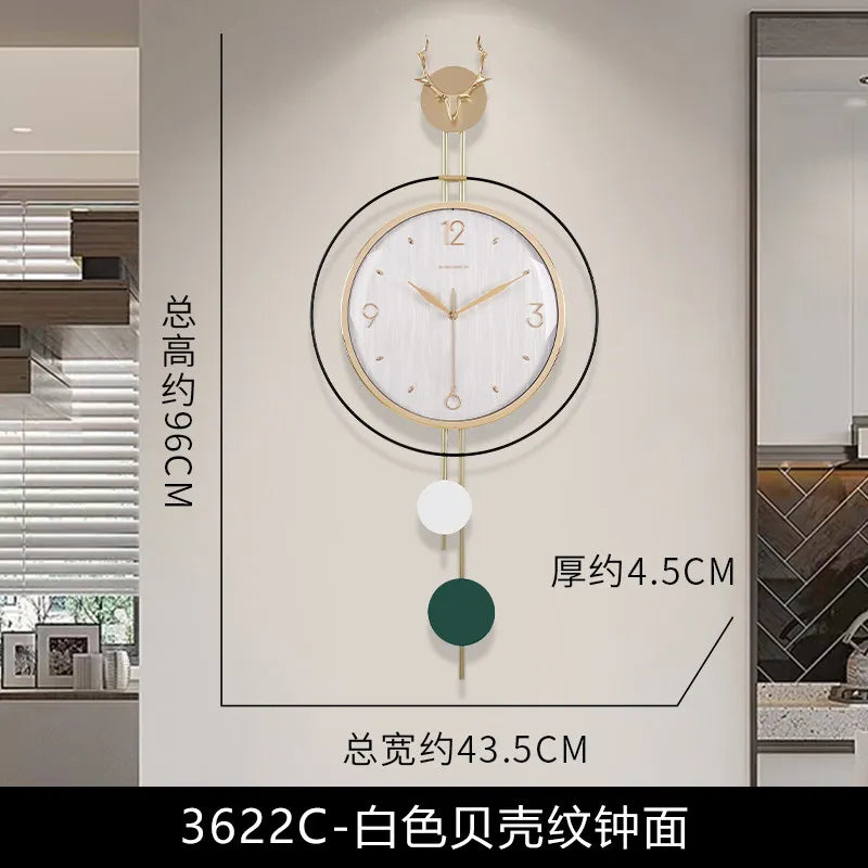 horloge murale moderne or boisée tête cerf suspension décorative vert blanc chambre verte