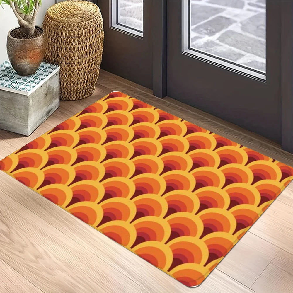 tapis sol antidérapant polyester résistant modernes couleurs vert violet orange gris blanc motifs géométriques