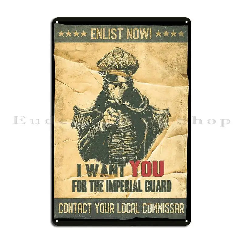plaque métallique vintage soldat imperial guard enlist now commissaire gris montée