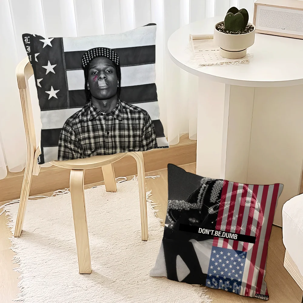 taie d'oreiller carrée 50x50cm polyester motif ASAP ROCKY DON'T BE DUMB moderne fixations