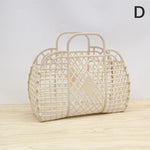 sac main vintage vert rose beige violet fileté poignées détachables rangement rétro opacité