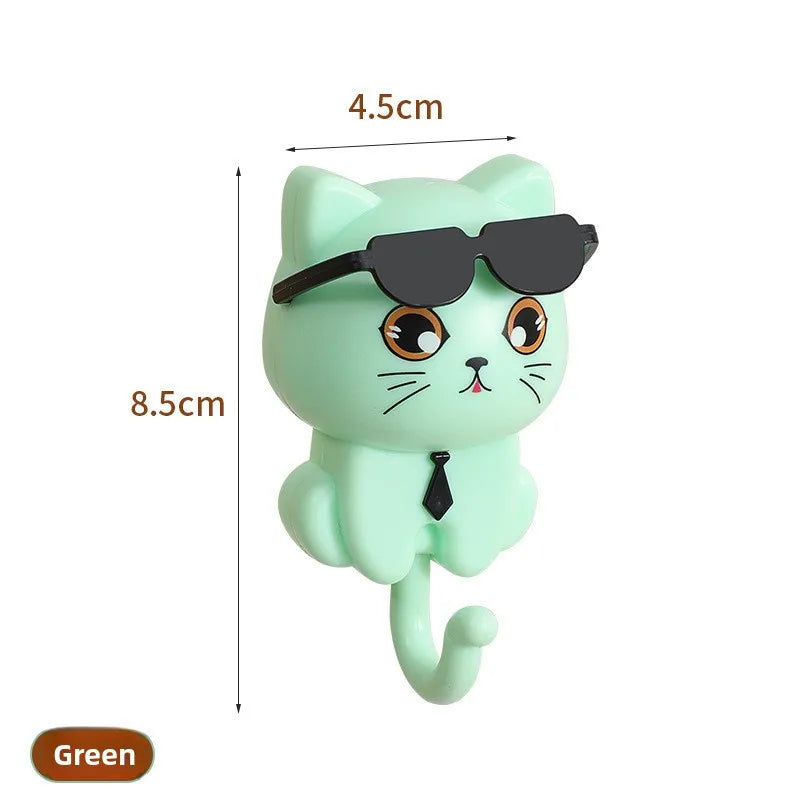 porte clés chat mignon lunettes cravate adhésif blanc noir vert pâle moderne imperméable résistant
