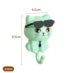 porte clés chat mignon lunettes cravate adhésif blanc noir vert pâle moderne imperméable résistant