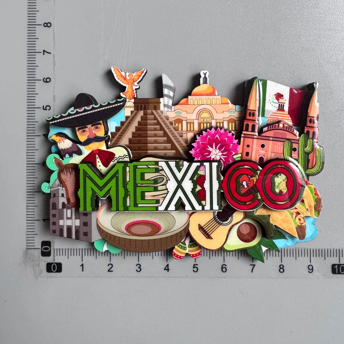 aimants réfrigérateur mexicains sombreros guitares cactus motifs floraux animaux exotiques souvenirs traditionnels multicolores
