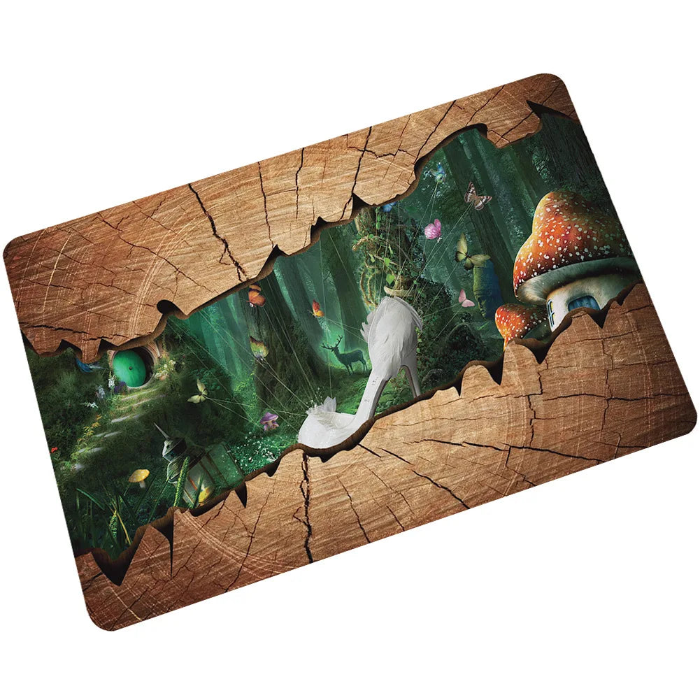 tapis sol antidérapant motif nature 3d effet cracké intérieur extérieur cuisine bain porte