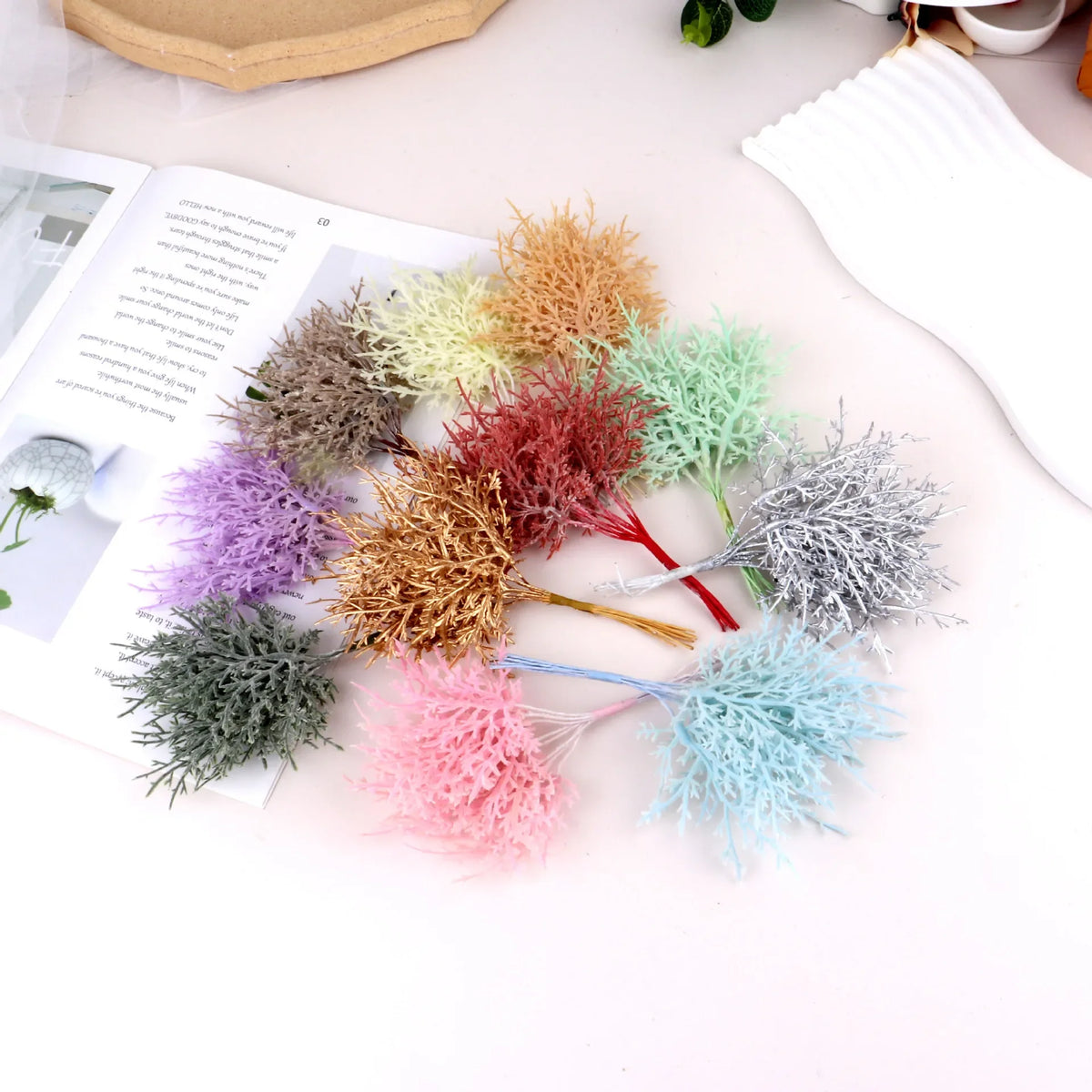 plantes artificielles feuilles fines rouge violet extérieur décoration intérieure naturelle feuilles 10 pièces