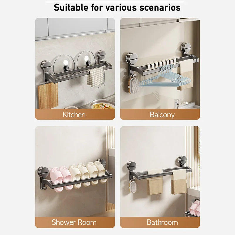 porte serviettes mural argenté lisse ventouse moderne salle bain étagère serviettes slips fixations sans