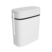Poubelle de salle de bain 14L avec couvercle à pression et porte-brosse - Design mince et élégant