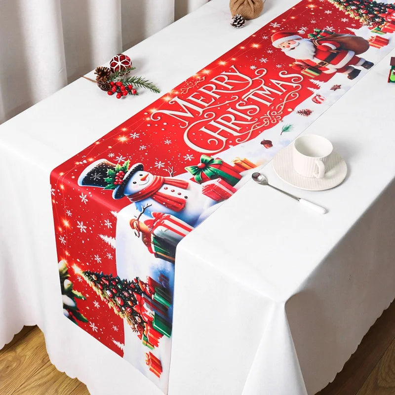 tableau noel père noel bonhomme neige sapin cadeaux flocons merry christmas rouge blanc vert