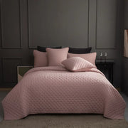 housse couette rose poudré noir motifs losanges reversible douce polyester coton moderne légèrement texturée