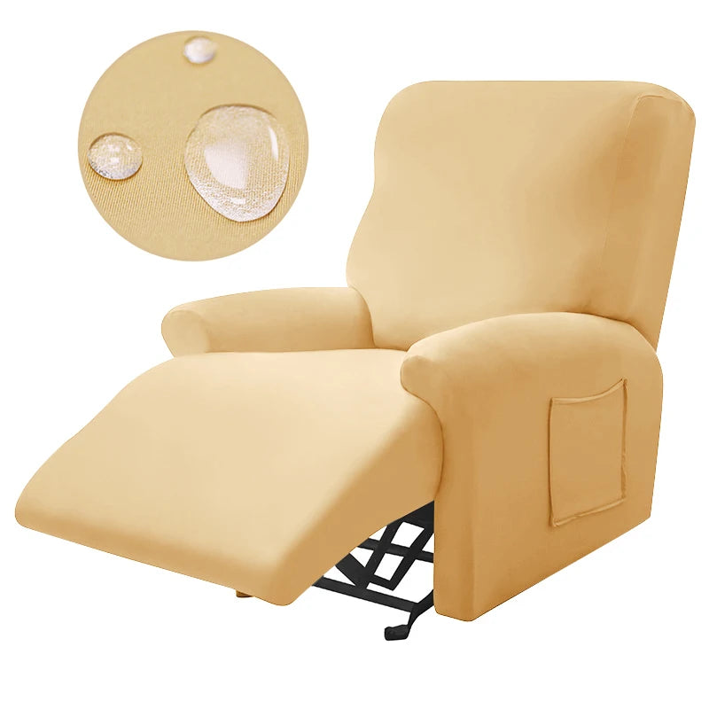 Housse fauteuil inclinable gris clair uni moderne adhésif poche respirante durable confortable hydrofuge lavable